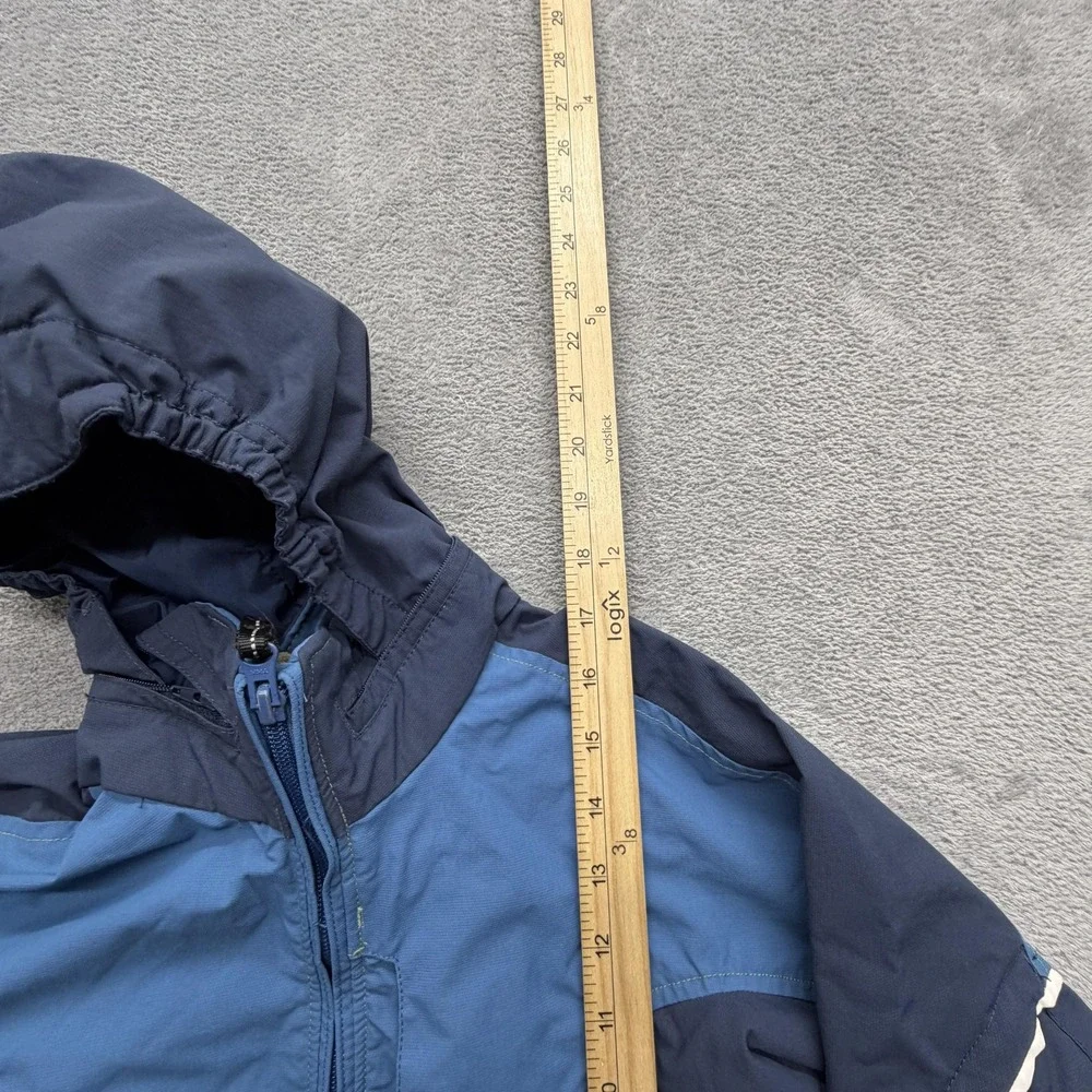 REI Jacket Boys XS 4/5 Blue Hooded Rain Coat Zip 100% Nylon Colorblock‎
